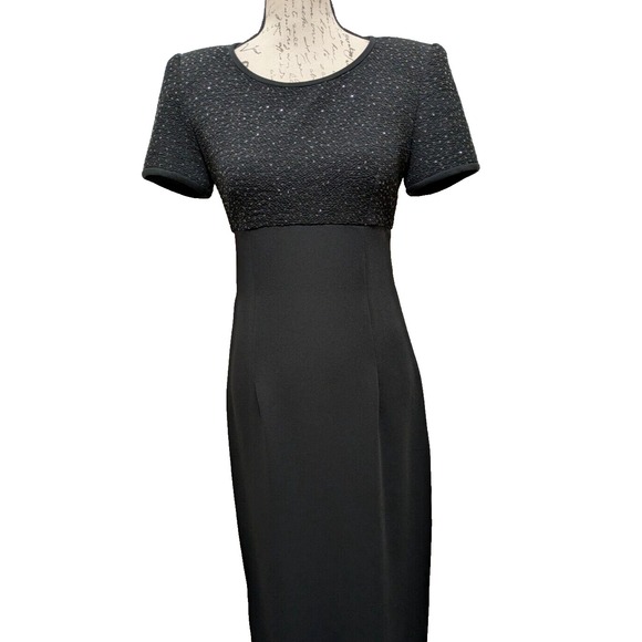 David Warren Dresses & Skirts - DW3 David Warren Dress 4 Black Sheath Midi Sparkle Bodice Solid Skirt Vintage